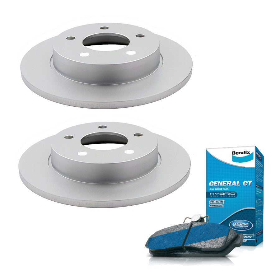 Rear Bendix Brake Pads & Rotors For Mazda 3 Mazda3 BL BK 2.0L 2.2L 2003-2014