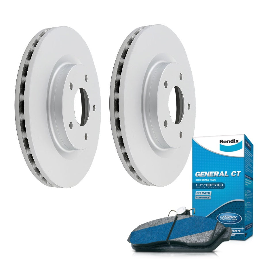 Front Bendix Brake Pads + Rotors For Mitsubishi ASX XA XB XC XD, Lancer CJ CF, Jeep Compass MK, Peugeot 4008, Dodge Caliber PM, Avenger JS