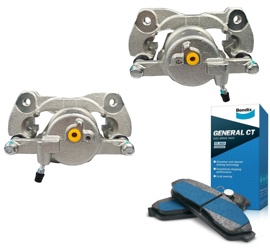 2x Calipers With Bendix Brake Pads For Toyota Corolla ZRE152 ZRE153 ZRE182 1.8L