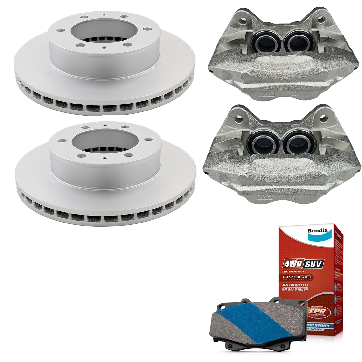 Front Bendix 4WD Brake Pads + Rotors & Calipers for Toyota Hilux KUN26 GGN25