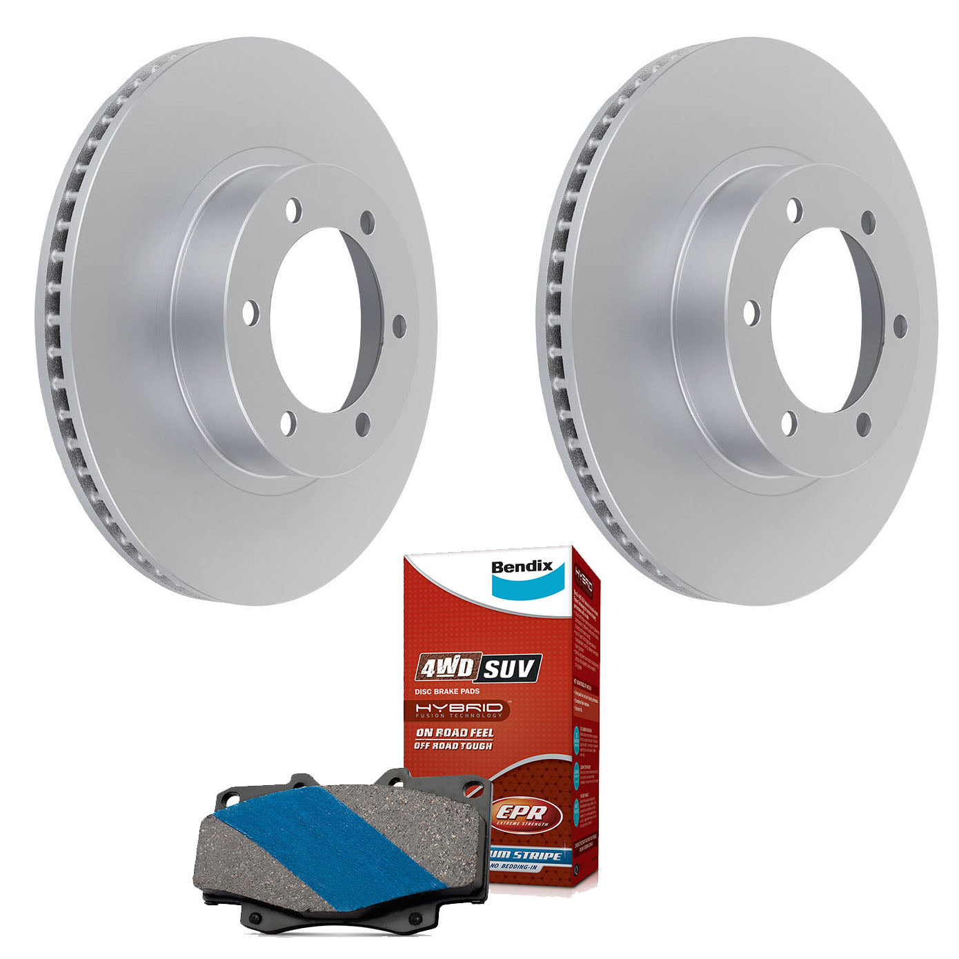 Front Bendix Brake Pads + 338mm Rotors for Toyota Fortuner GUN156, Hilux GUN126