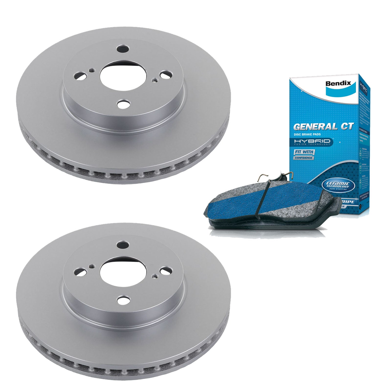 Front Bendix Brake Pads V2 + Rotors for Toyota Corolla ZZE122, Prius NHW10 NHW11