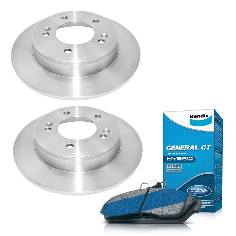 Rear Bendix GCT Brake Pads + Rotors for Hyundai Elantra MD, i30 PD GD Elec Brake