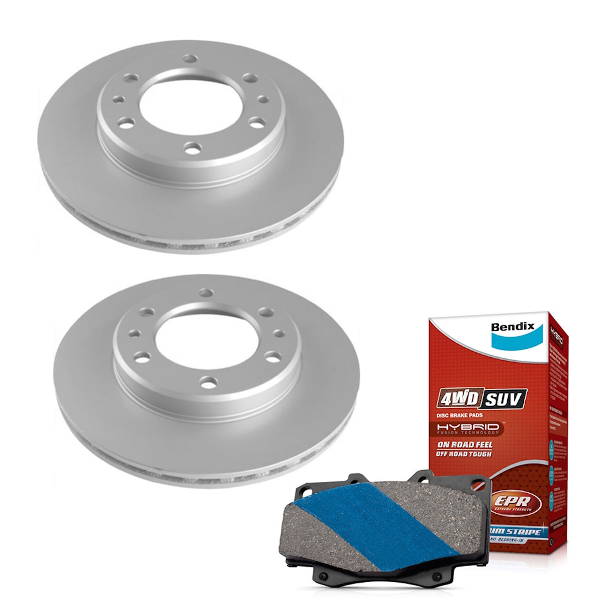 Front Bendix 4WD Brake Pads + Rotors for Toyota Landcruiser HZJ75 FZJ75 PZJ73 | Hilux LN106 RN105 YN106 - 302mm OD
