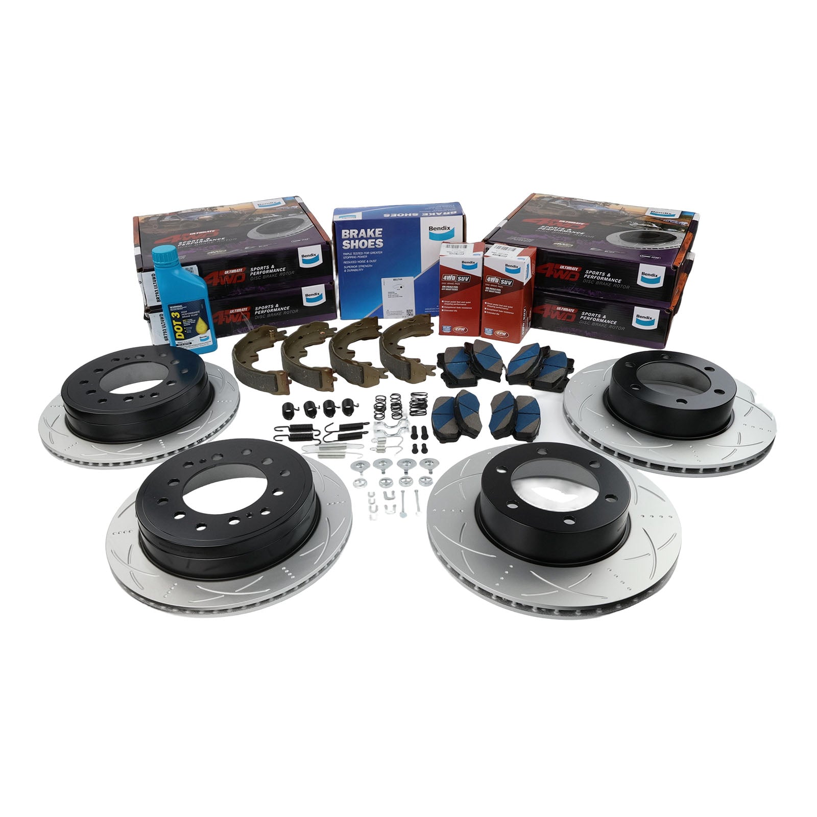 Bendix Front & Rear Brake Pads + Rotors for Toyota Landcruiser Prado KZJ95R, Landcruiser Prado RZJ95R, Landcruiser Prado VZJ95R, VZJ95