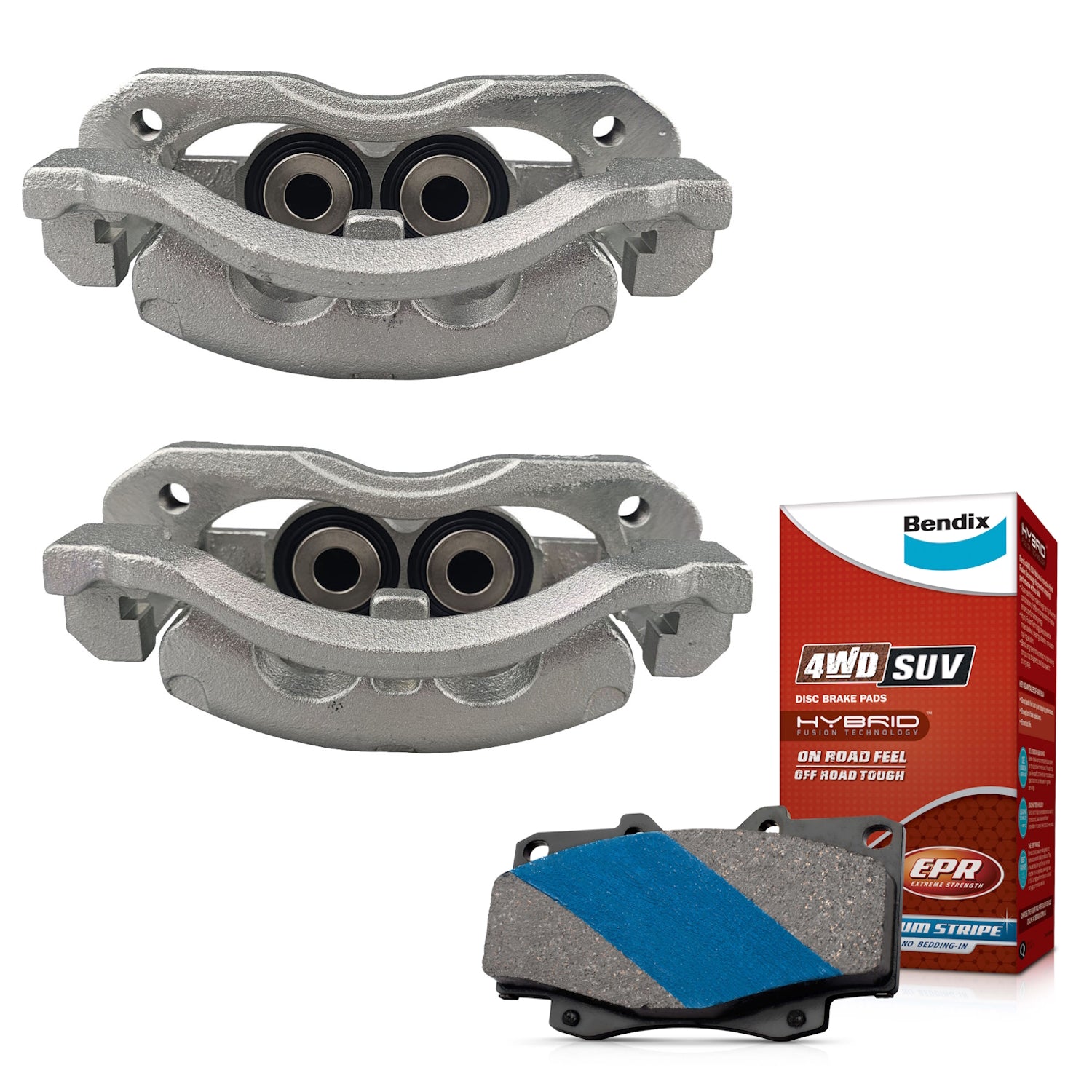 Front Brake Calipers + Bendix 4WD Brake Pads for Ford Ranger PX, Mazda BT50 UP UR DB2074