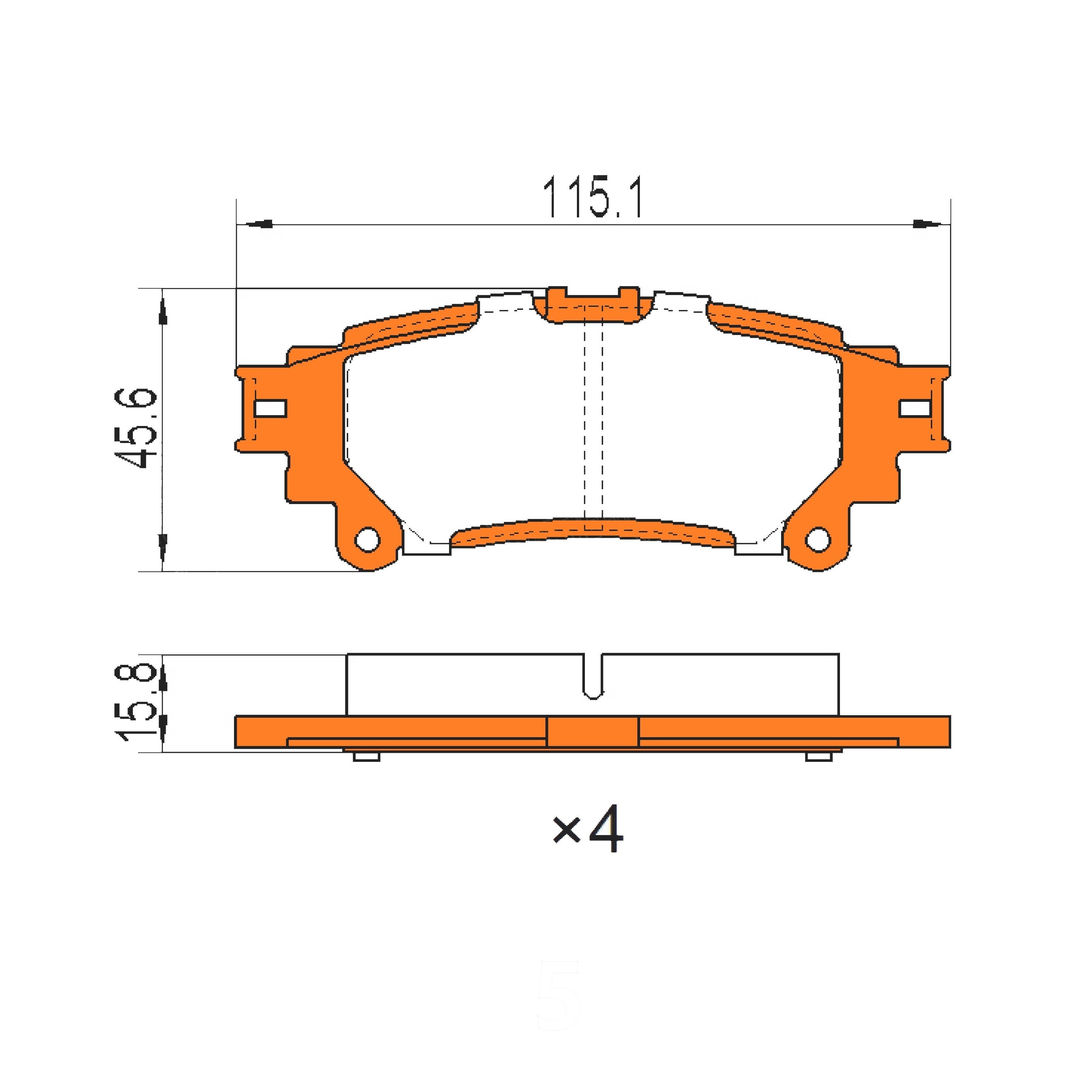 Rear Disc Brake Pad Set for Toyota Fortuner GUN156 2017 On & Prius ZVW40 Two Holes