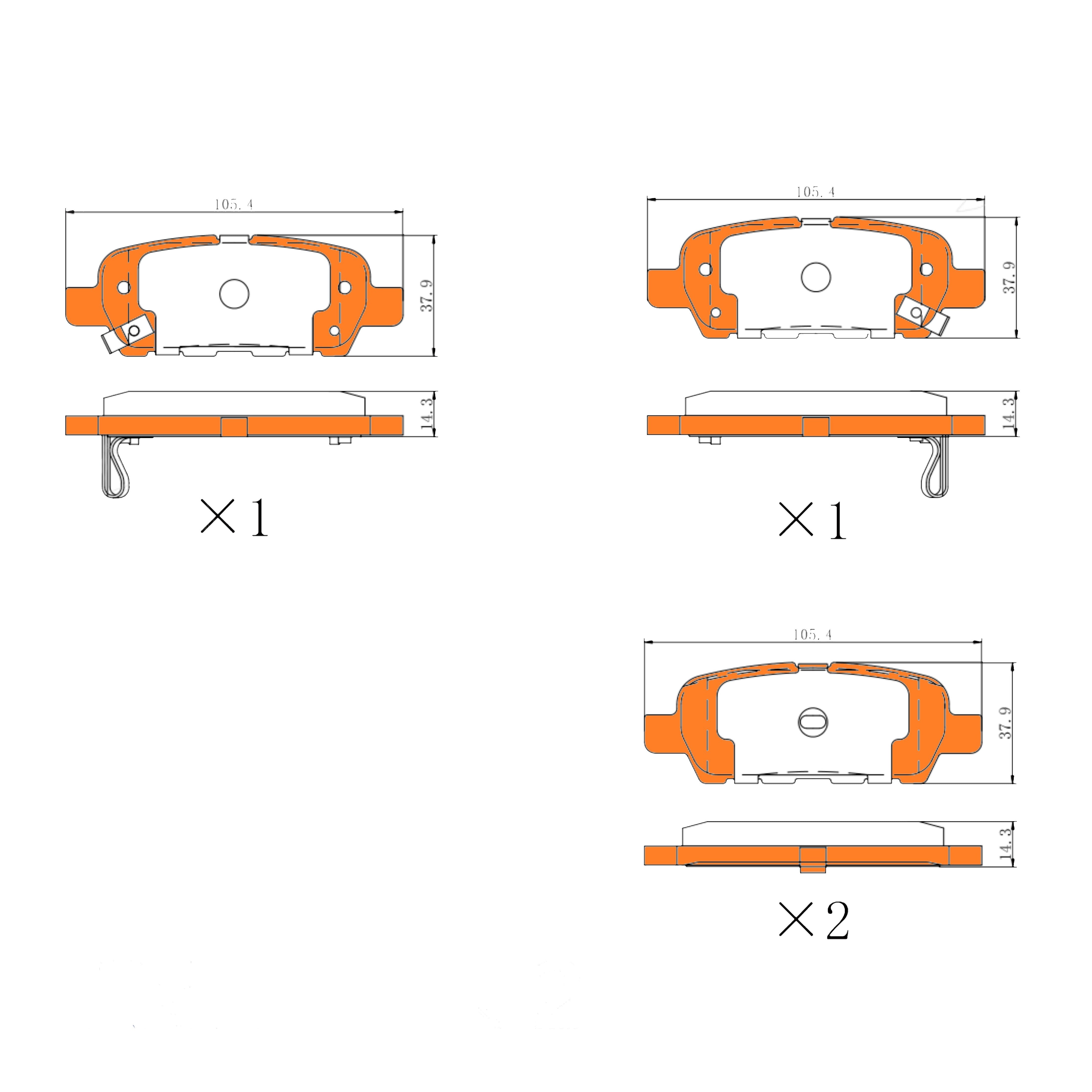 Rear Disc Brake Pad Set for Nissan Leaf ZE0 ZE1 X-Trail T32 W/O Elec Park Brake
