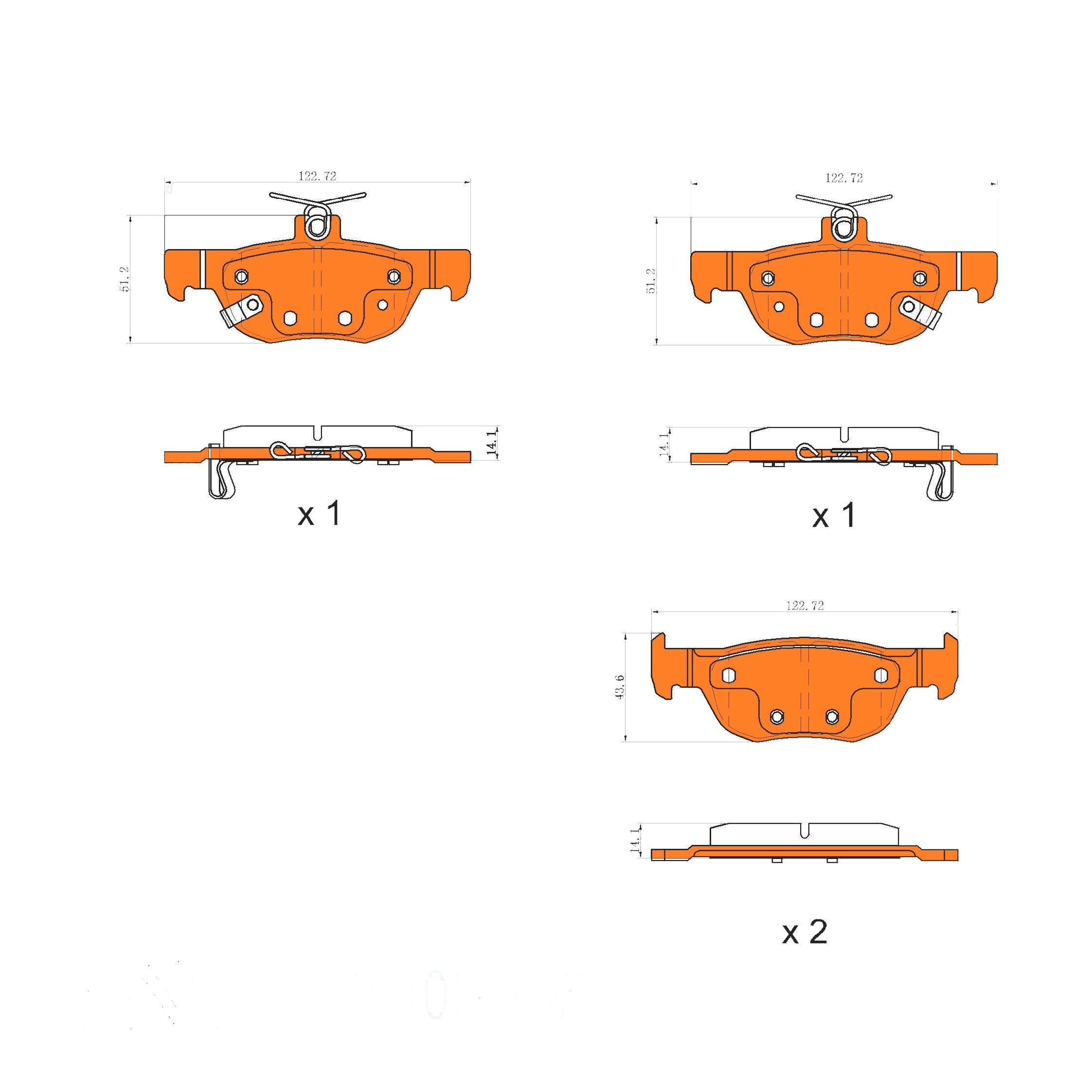 Rear Disc Brake Pad Set for Mazda CX-30 DM AWD, MX-30 DR FWD 2019 On