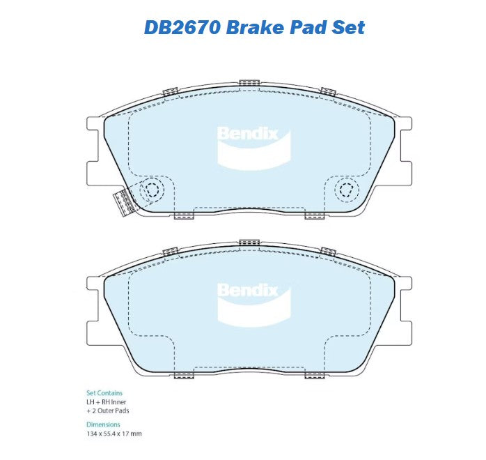 Bendix Front Brake Pad Set for Hyundai Venue QX - DB2670 GCT