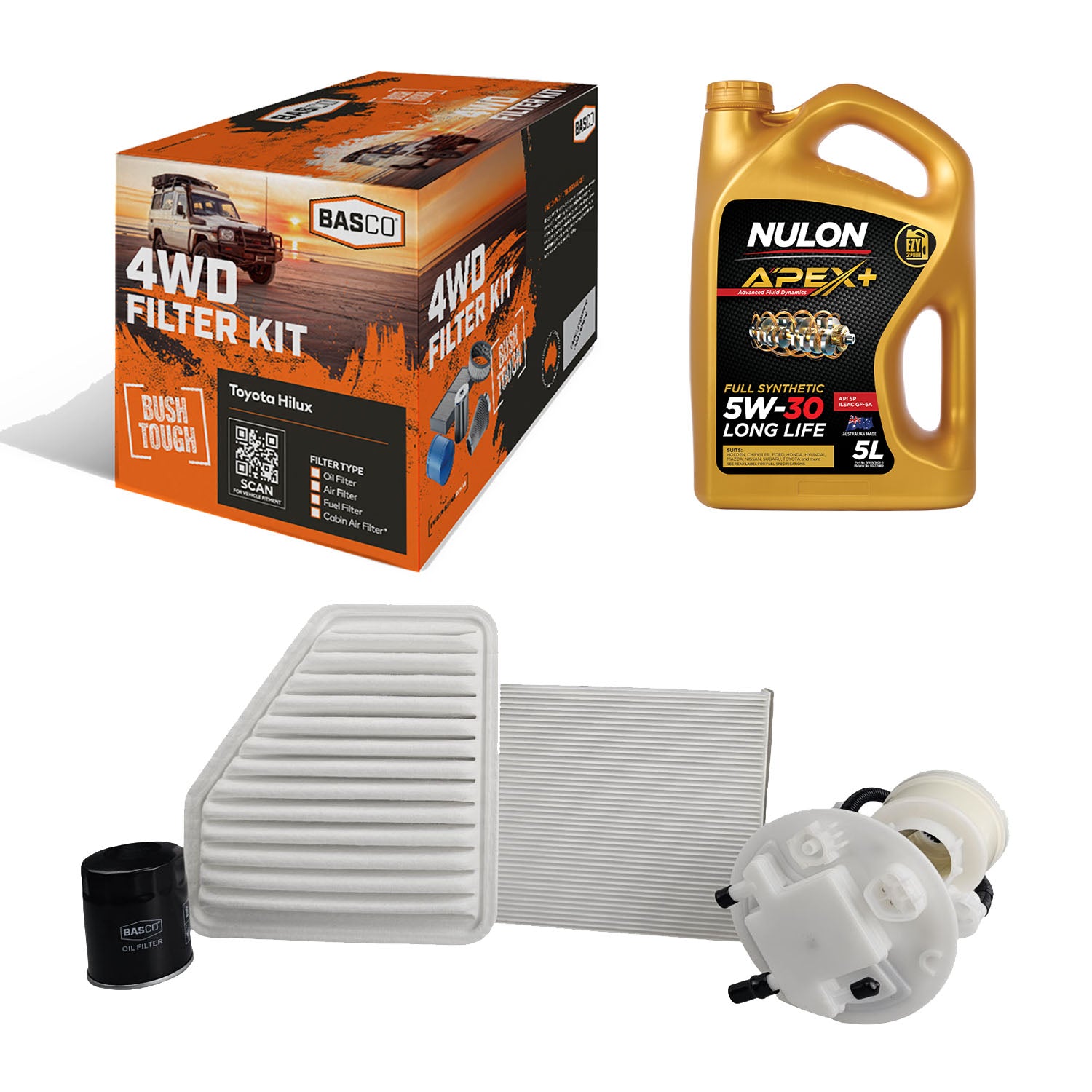 Oil Air Fuel Cabin Filter Kit + Engine Oil for Toyota RAV4 ACA33 ACA38 2.4 2AZFE