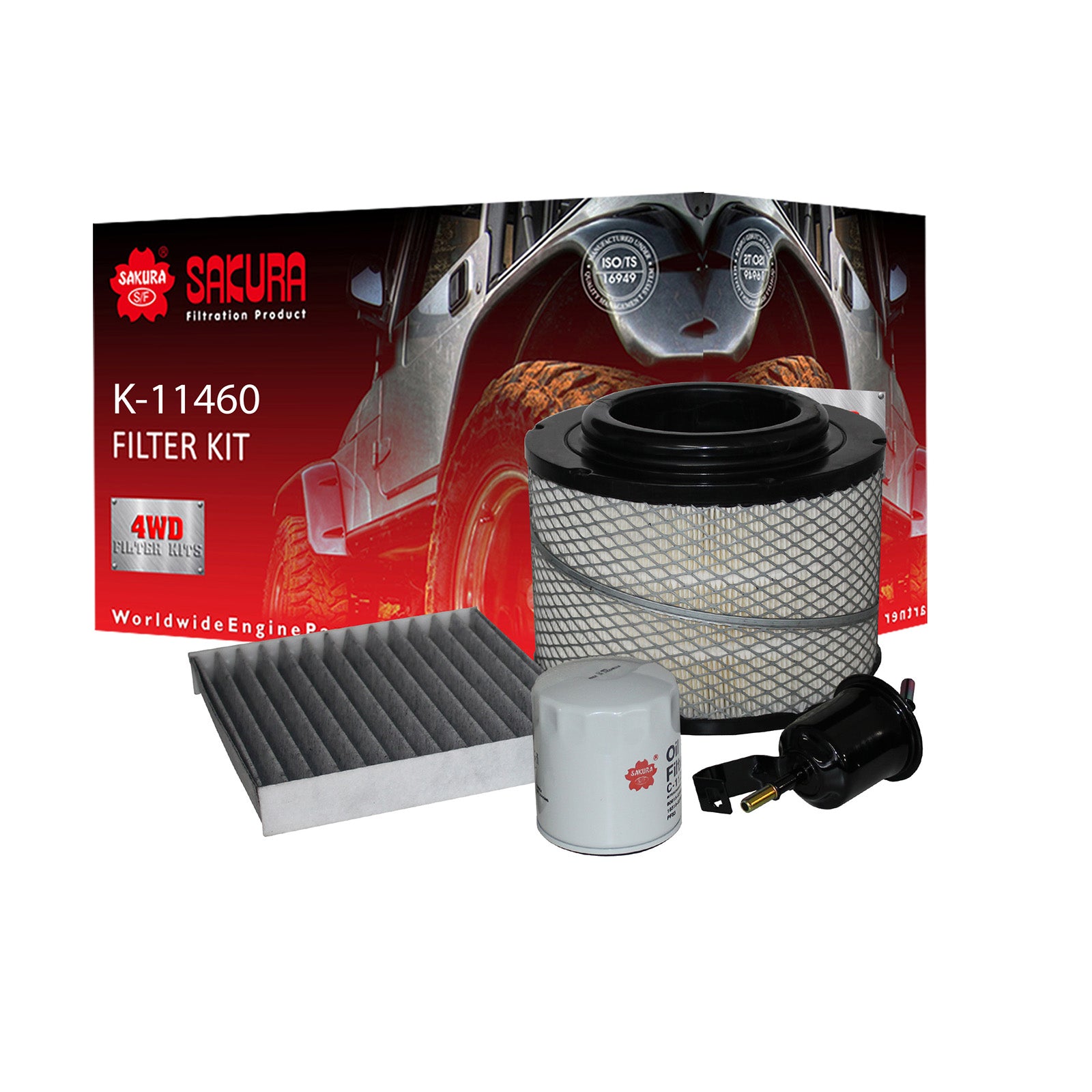 K-11460 - Sakura 4WD Filter Kit For Toyota Hilux TGN16 2.7L 2TRFE 2005-2015