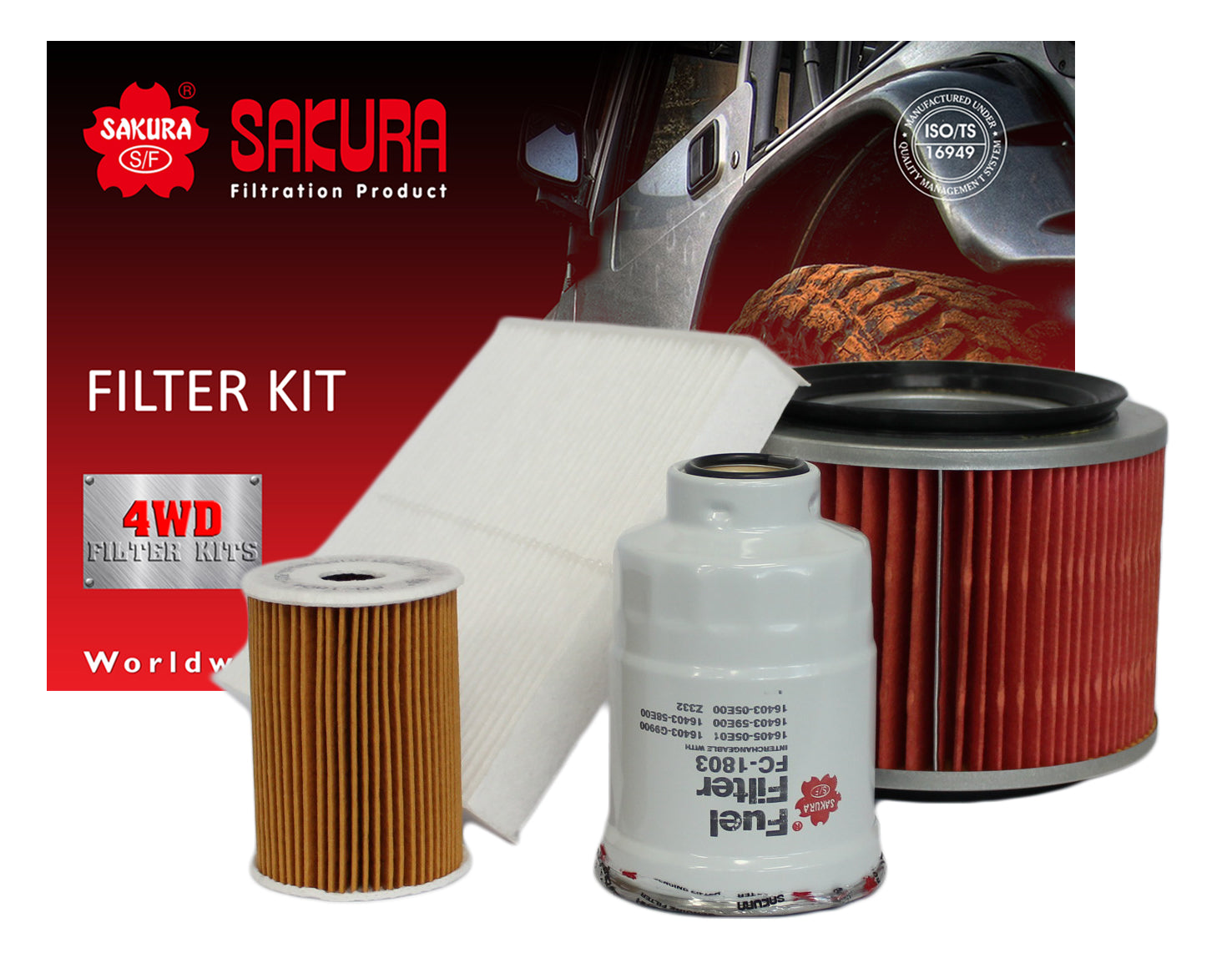 K-18280 - Sakura 4WD Filter Kit For Nissan Patrol GU Y61 3.0L ZD30DDTi