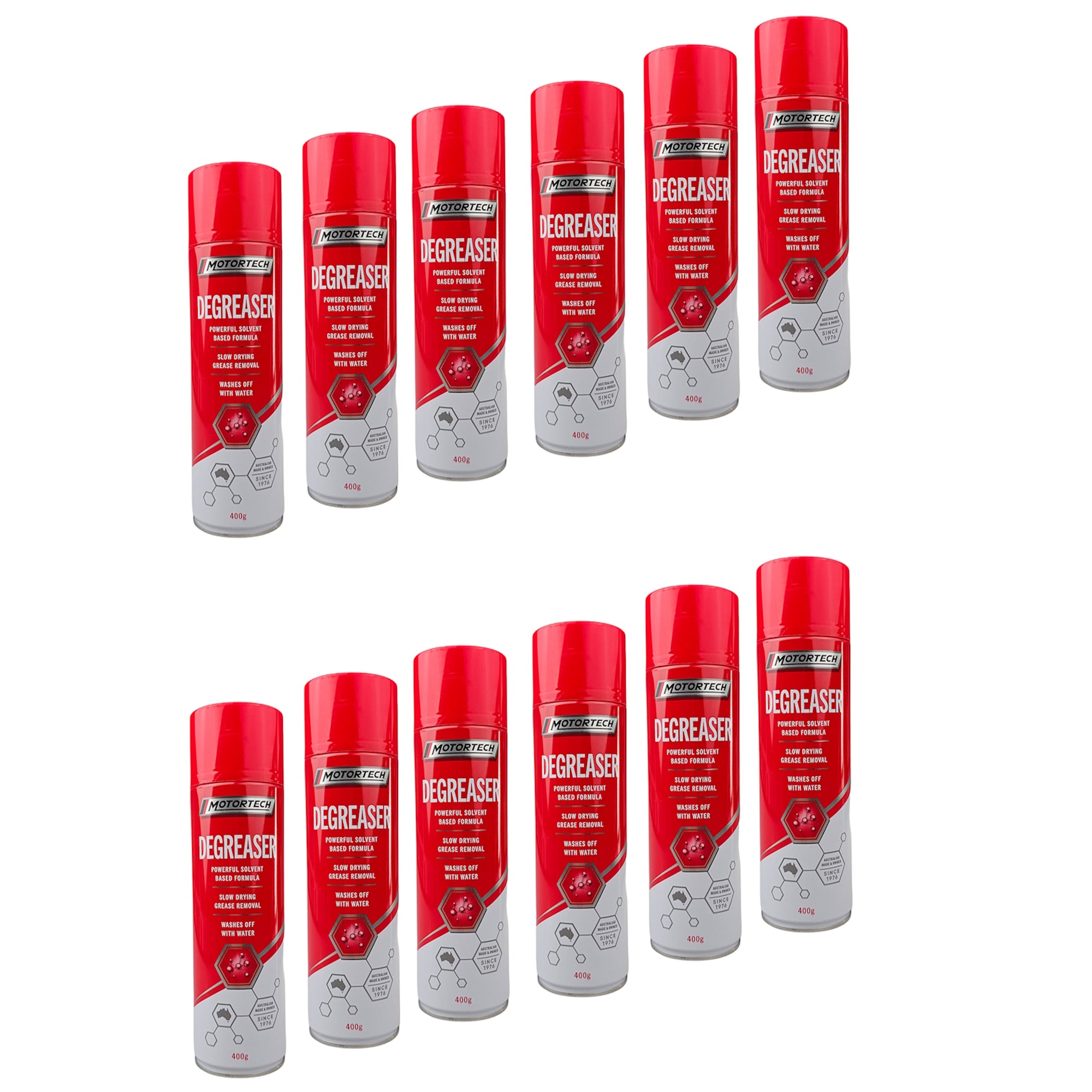 12 X Cans Motortech Heavy Duty Workshop Spray Degreaser 400g MT001