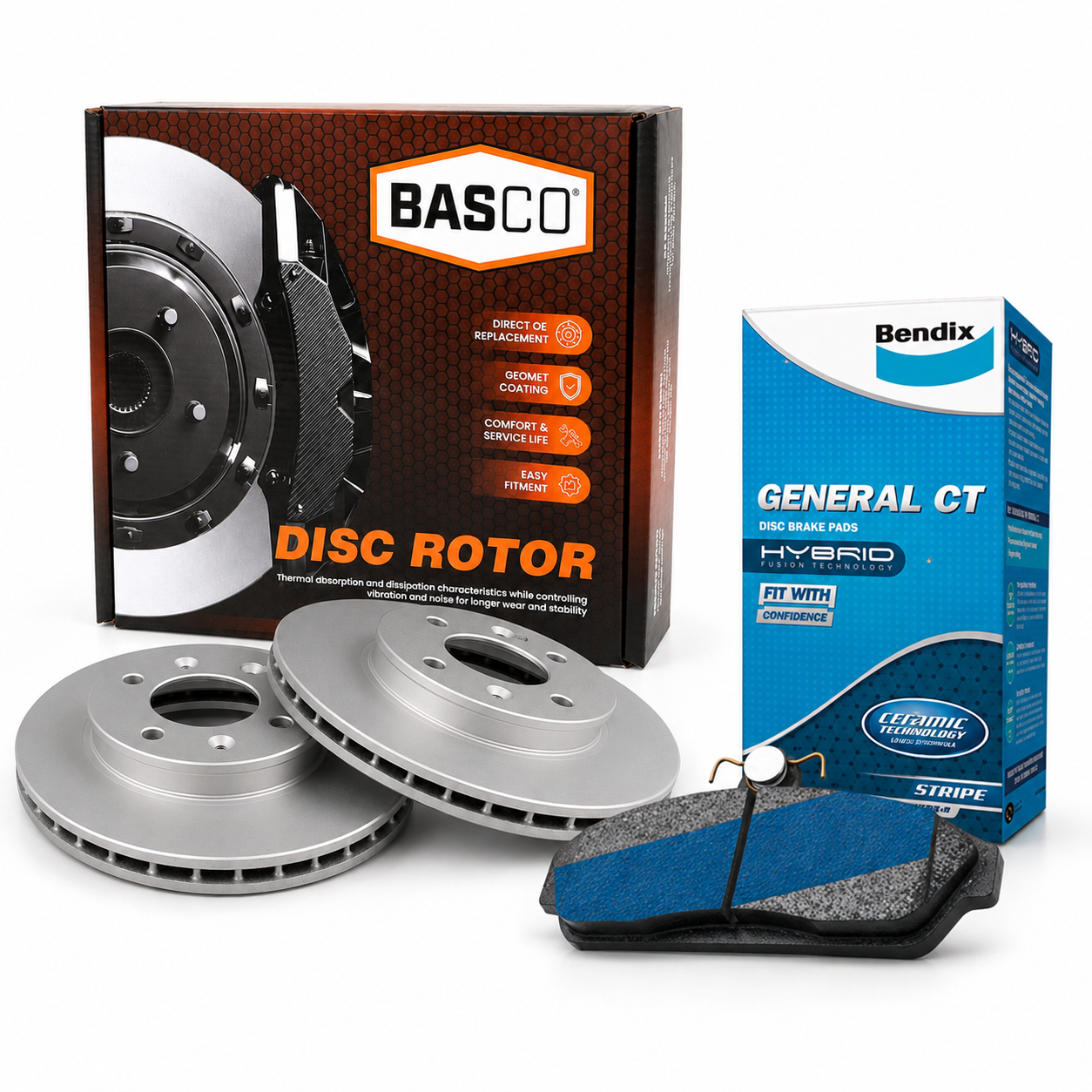Bendix Brake Pads + Basco Rotors for Hyundai Accent RB Kia Rio UB 1.4L 1.6L