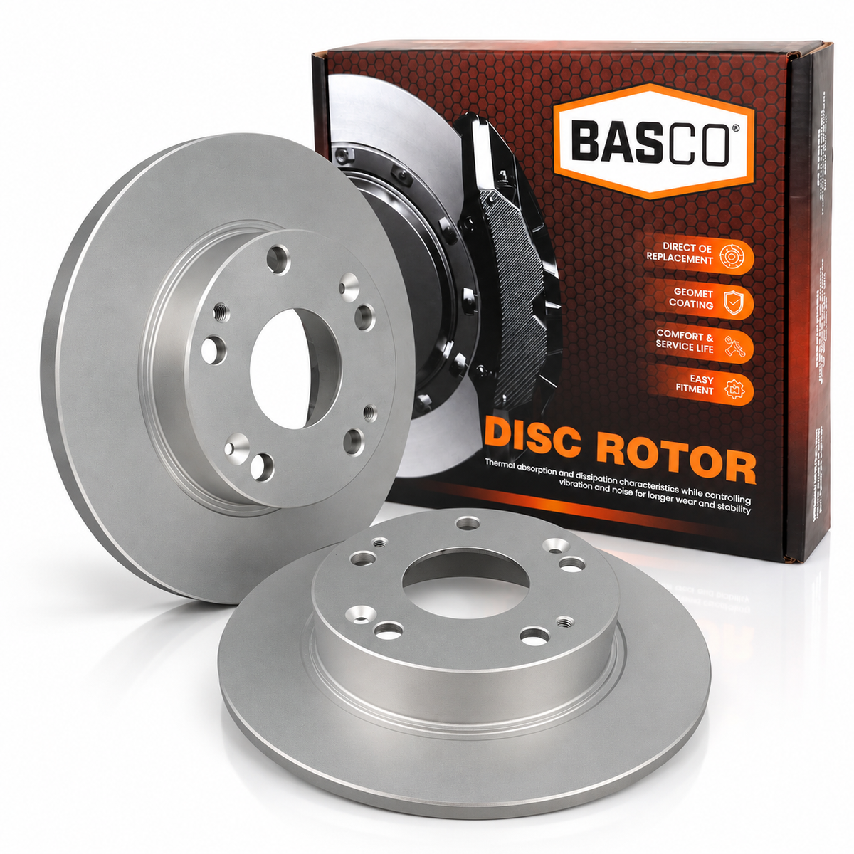 2X Rear Basco Brake Rotors for Honda Accord CL CN CM CU 2002~2015 - OD 260mm