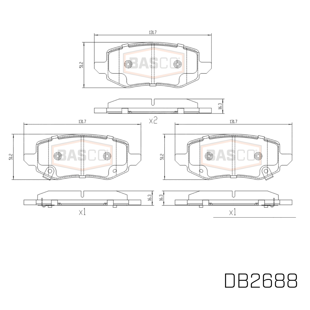 Rear Brake Pads for GWM CANNON UTE, TANK 300, TANK 500 UTE 2020~2027 DB2688