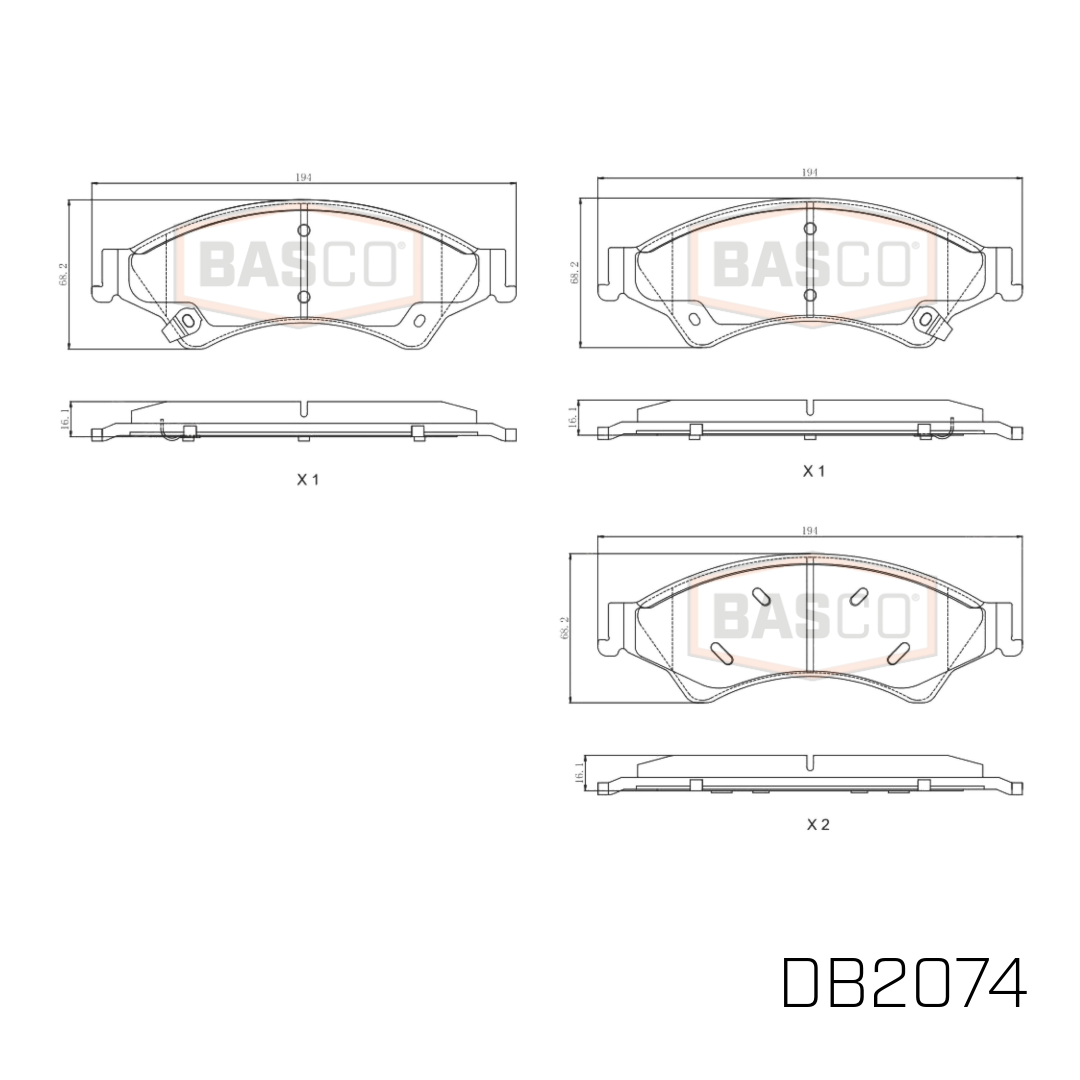 Front Brake Pads for Ford Ranger PX2 PX3 PY T6.2 PY T6.2 Mazda BT-50 UP UR 2011~2027 DB2074