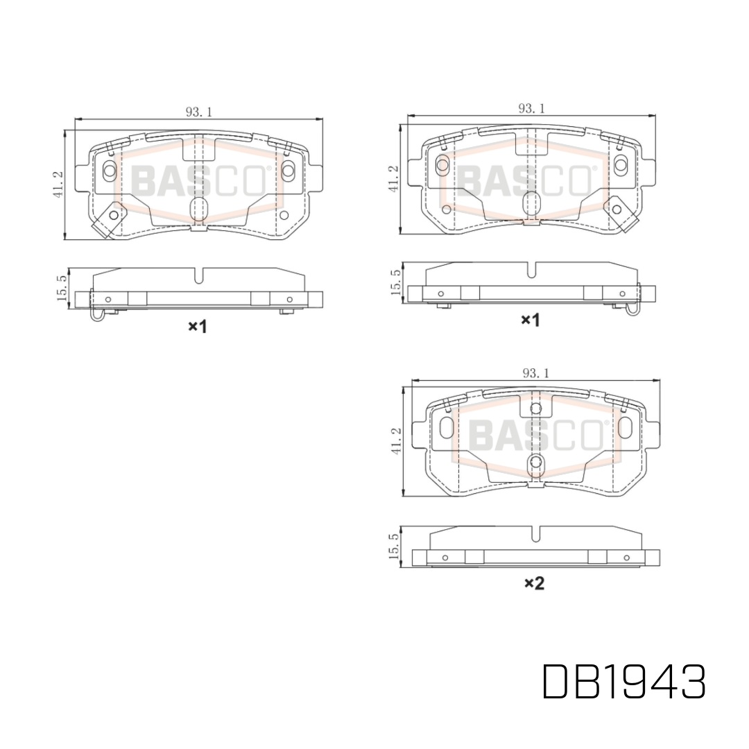 Rear Brake Pads for Hyundai Accent MC, Excel X3, i20 PB, i30 i30cw FD, i45 YF, iX35 LM, Kona OS, Sonata LF, Tucson TL TLE | Kia Cerato Cerato Koup TD, Rio JB, Seltos ER EP, Sportage SL 1997~Onwards