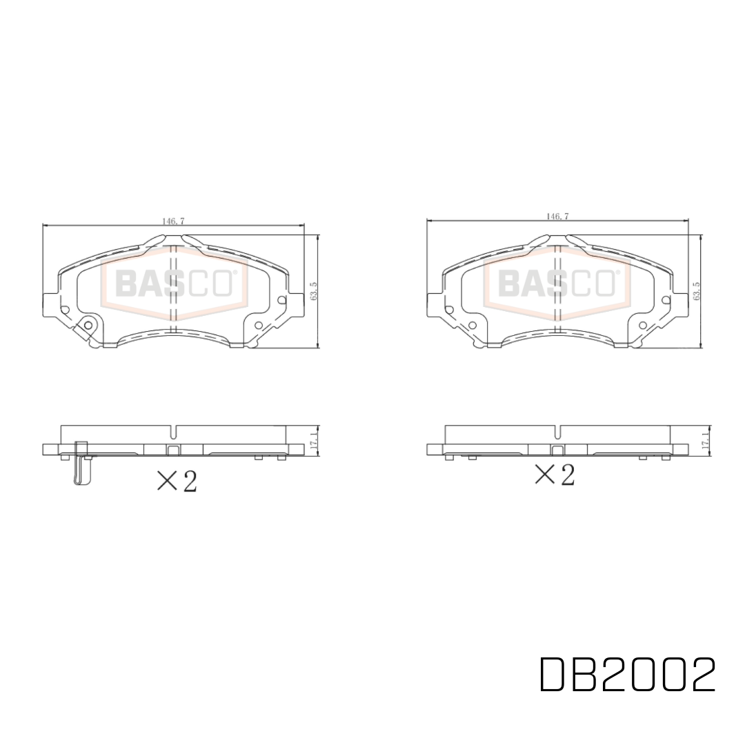 Basco Front Brake Pads for Chrysler Grand Voyager RT, Dodge Journey JC Nitro KA, Fiat Freemont JF, Jeep Cherokee KK Wrangler JK  2007~2027