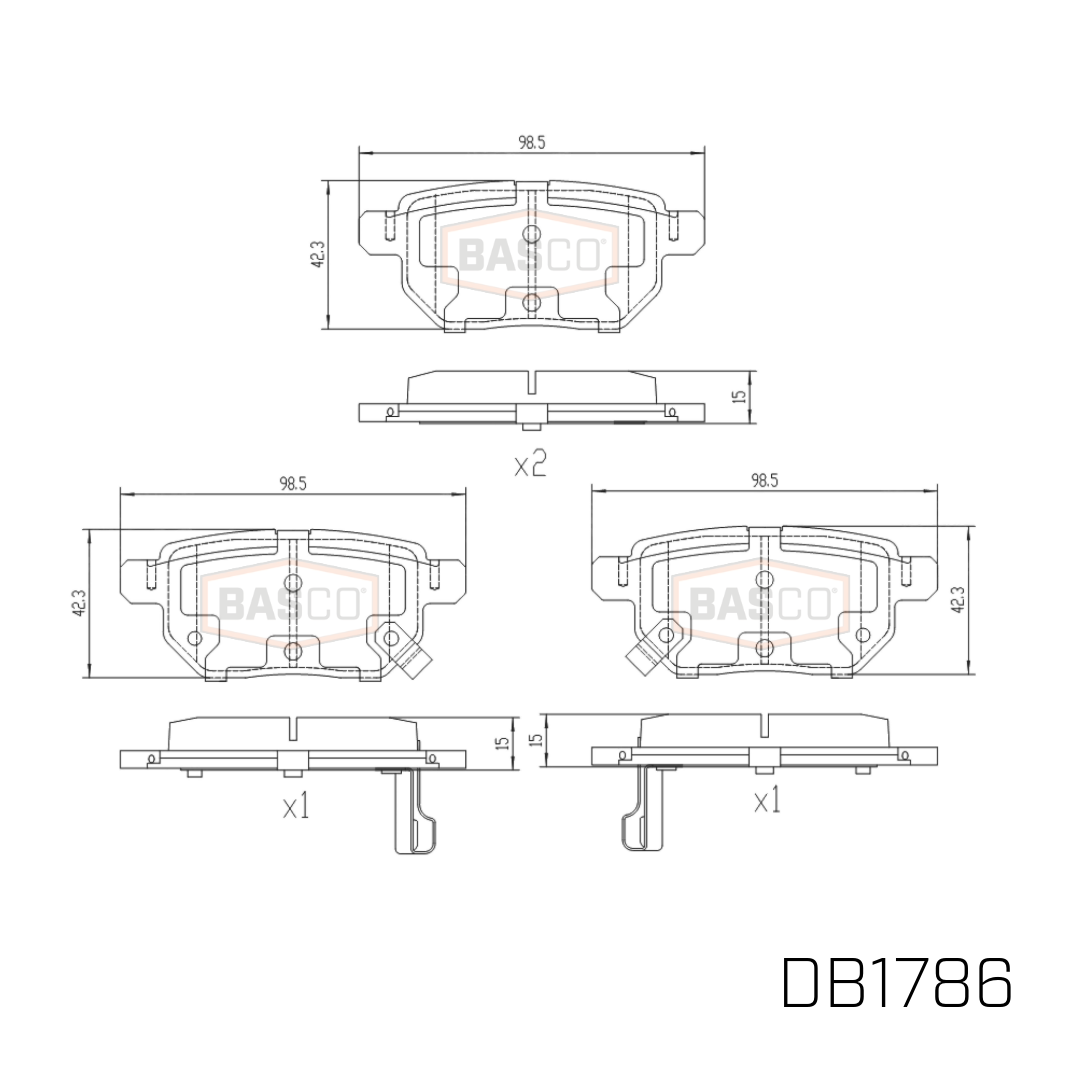 DB1786 Rear Brake Pads for Toyota Corolla ZRE152R ZRE182R ZRE172R ZWE186R Prius ZVW30R ZVW35R ZVW40R, Lexus CT200h ZWA10R DB1786
