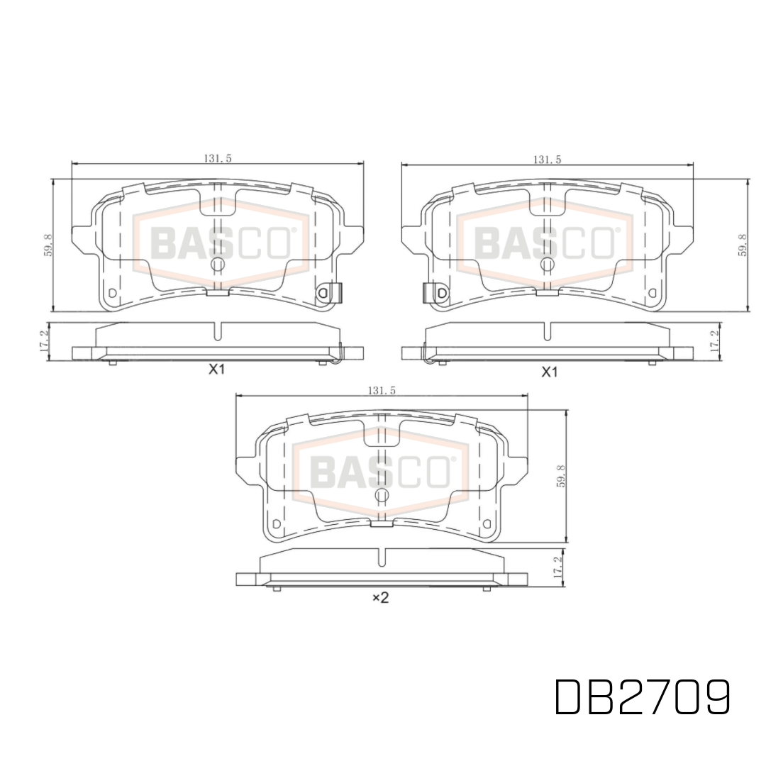 Basco Rear Brake Pads for LDV D90, D90 Executive D20 SV9A 2017~2027 DB2709