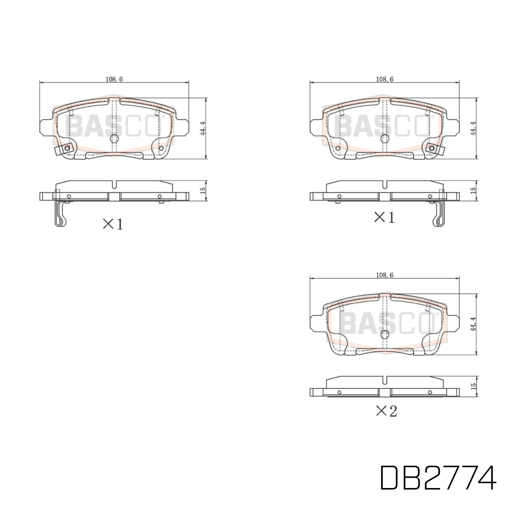 Basco Rear Brake Pads for Chery Tiggo 7 inc. Pro Ultimate T32 2023~2025 DB2774