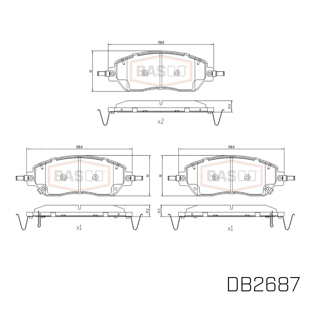 Front Brake Pads for GWM CANNON UTE, TANK 300, TANK 500 UTE 2020~2027 DB2687