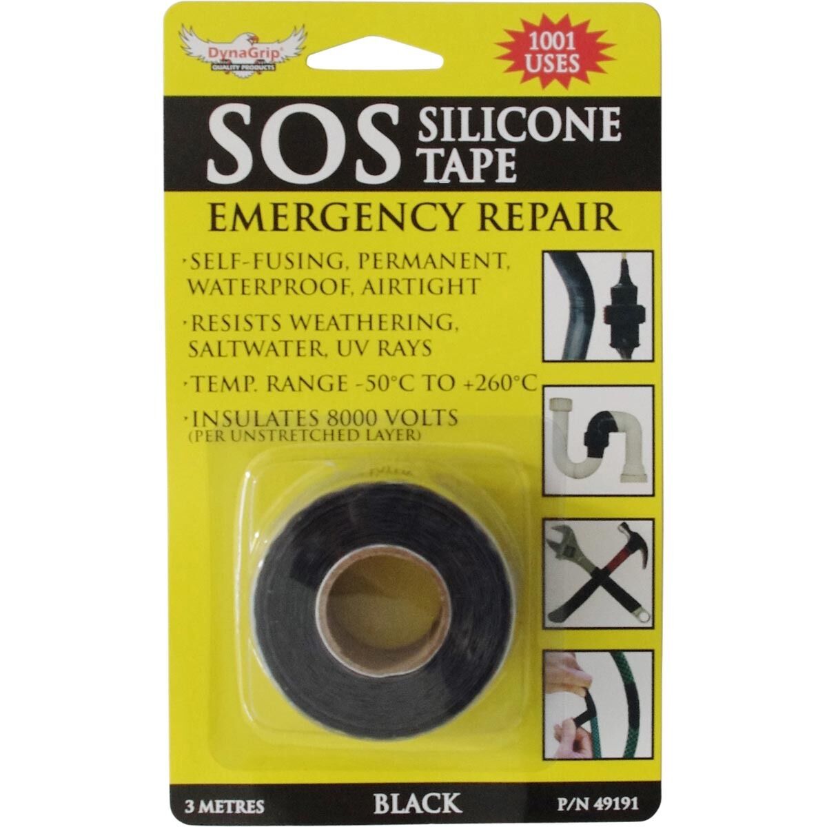 DynaGrip Sos Silicone Tape Black 3.5mt