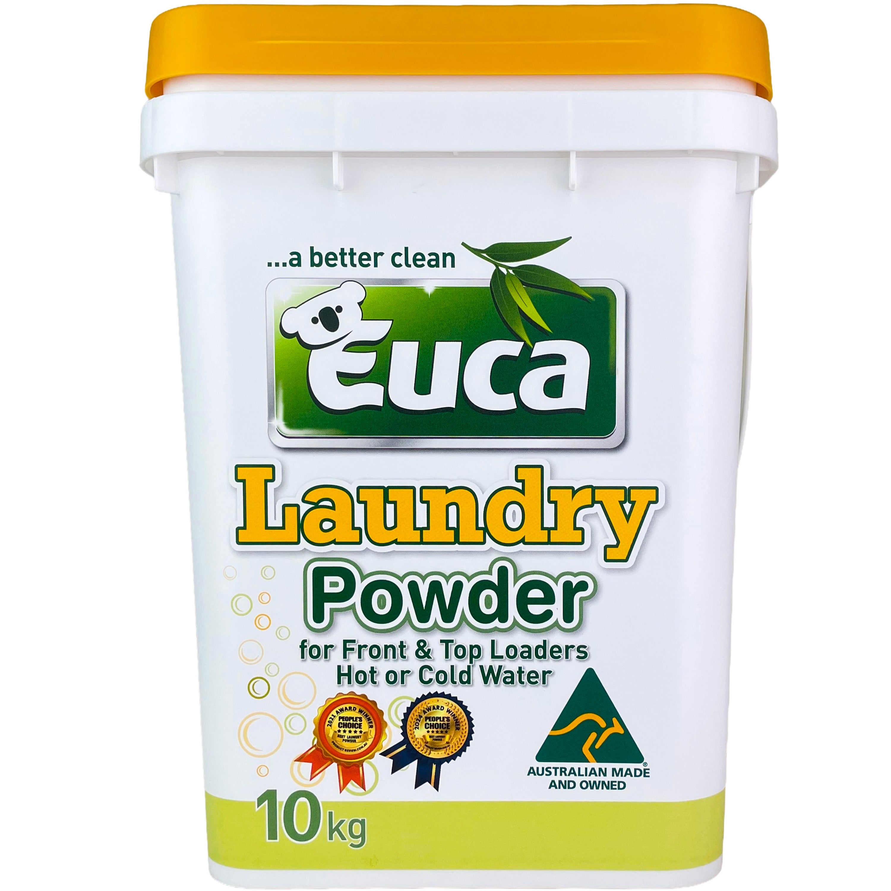 Euca Laundry Powder 10KG Pure Eucalyptus Powered for Front & Top Loader - Australian Made - Value Size 500 Washes