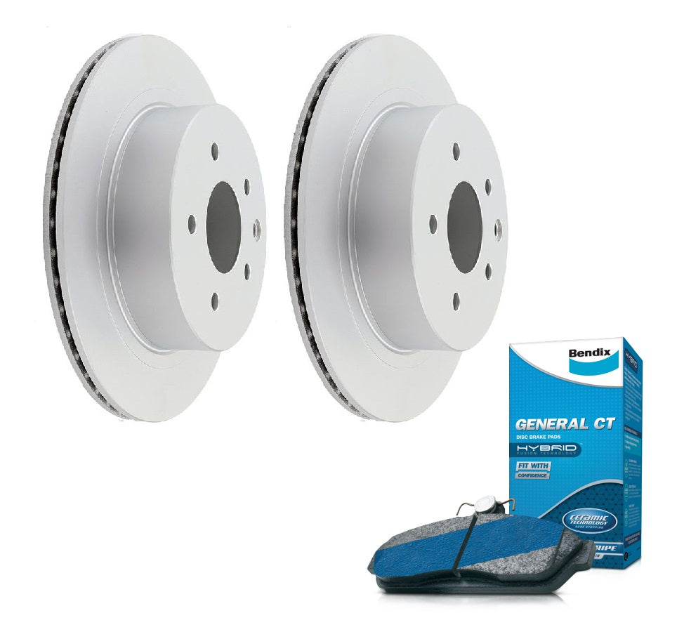Rear Bendix Brake Pads + Rotors For Nissan X-Trail T32 W/O Electric Park Brake