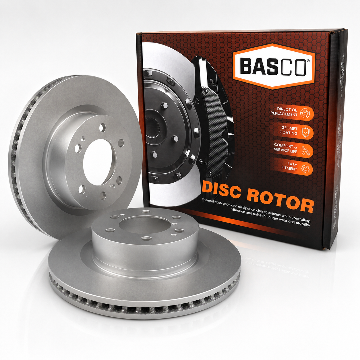 Pair Basco Front Brake Rotors for Toyota LandCruiser LC300 FJA300 Prado GDJ251