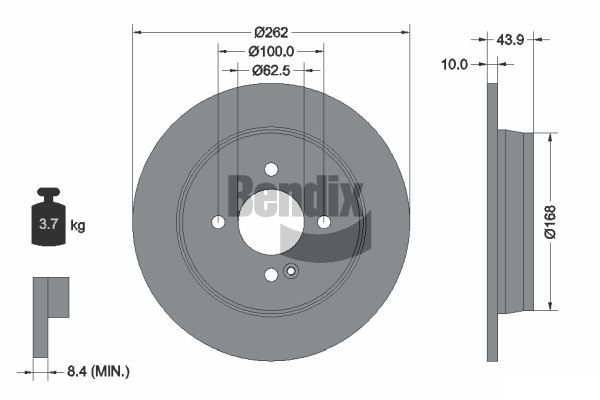 2 x Rear Bendix GCT Disc Brake Rotors - 262mm | BR2477-GCT