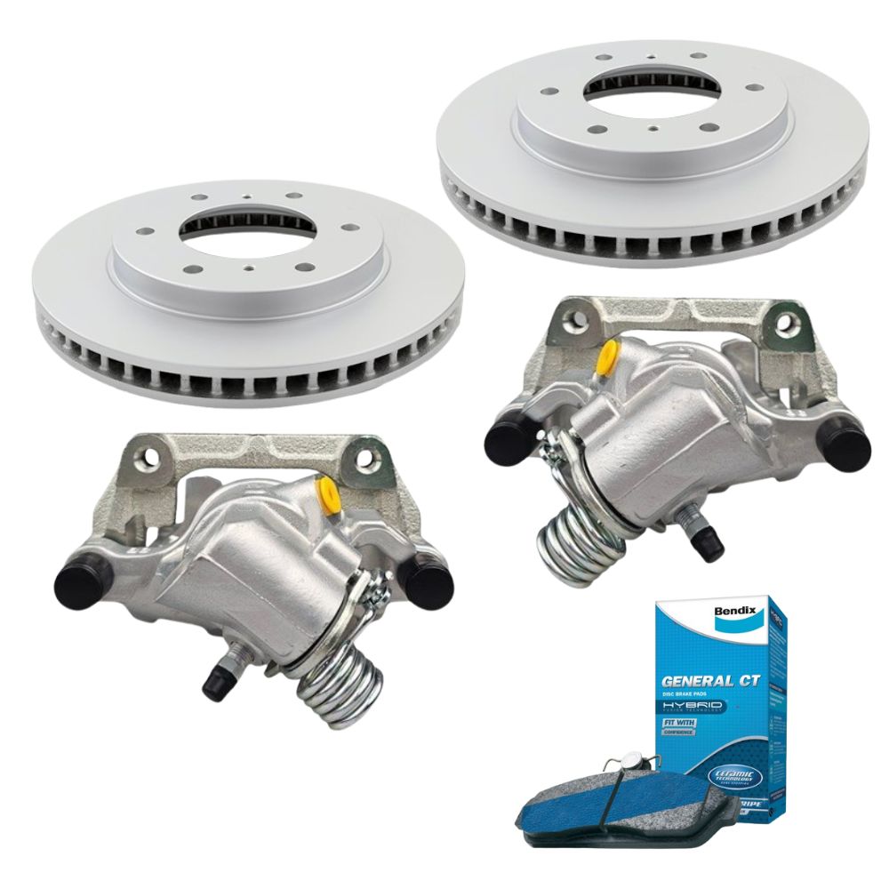 Rear Rotors with Calipers & Bendix Brake Pads for Mazda 3 BL BK | Volvo C30