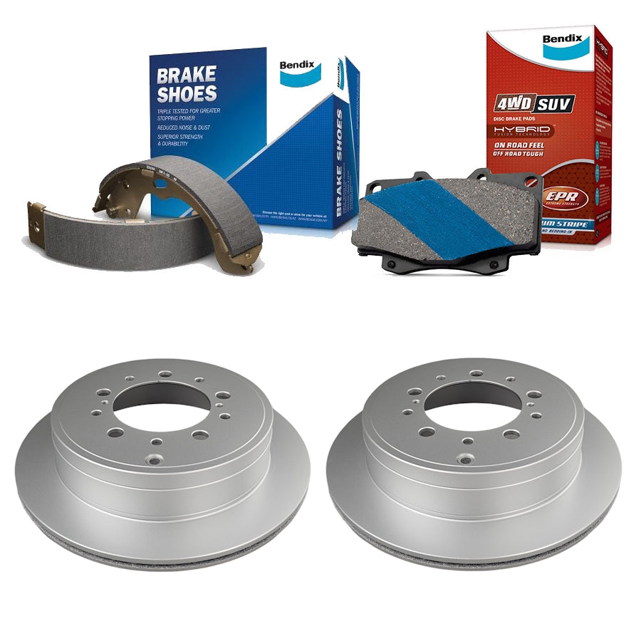 Bendix Rear Brake Pads, Rotors & Shoes for Toyota LandCruiser VDJ200 URJ202 UZJ200