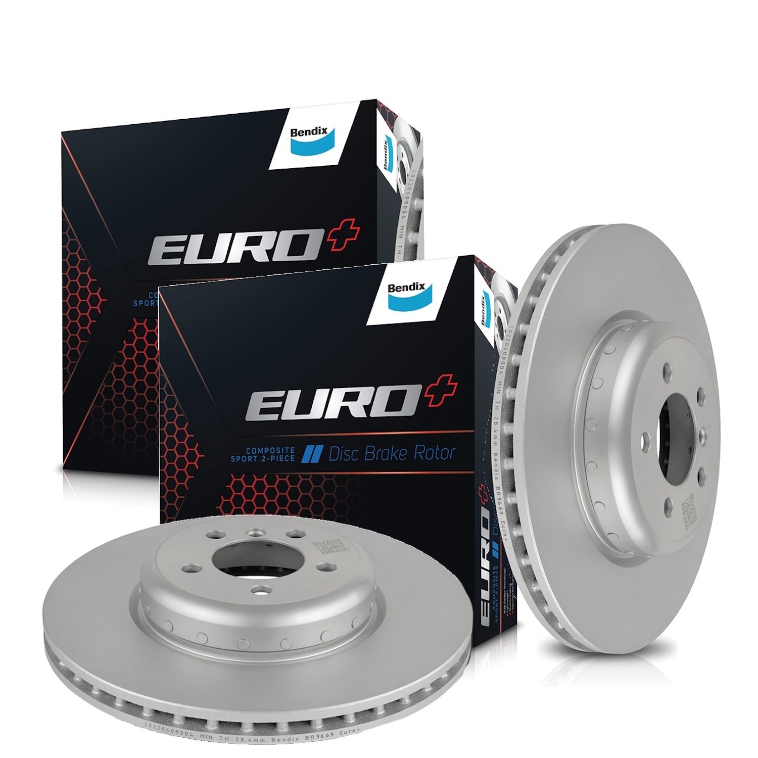 2x Bendix EURO+ Rear Brake Rotor for Audi A3 8V, Q3 8U, Skoda Kodiak, VW Golf AU