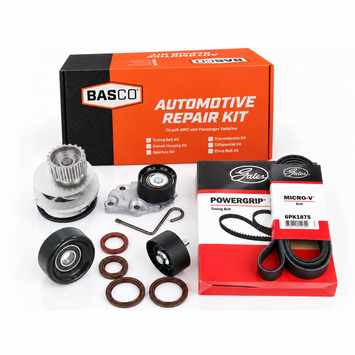 Timing Belt Kit + Water Pump, Belts and Pulleys for Holden Barina TK w/ shield