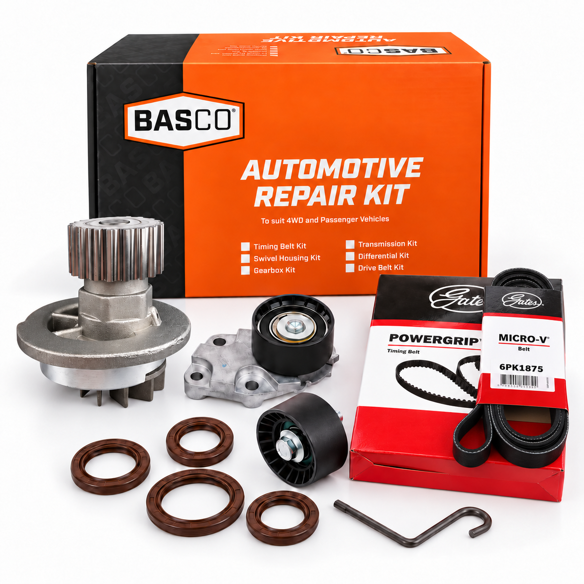 Timing Belt Kit + Water Pump, Belts and Pulleys for Holden Barina TK w/o shield