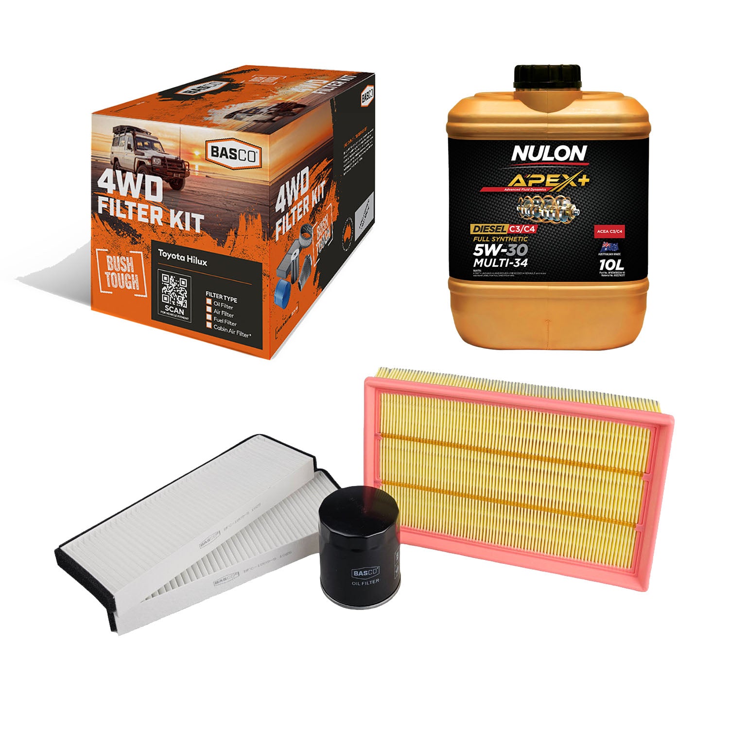 Oil Air Cabin Filter kit + Oil for Nissan Navara D40, Pathfinder R51 Diesel V9X