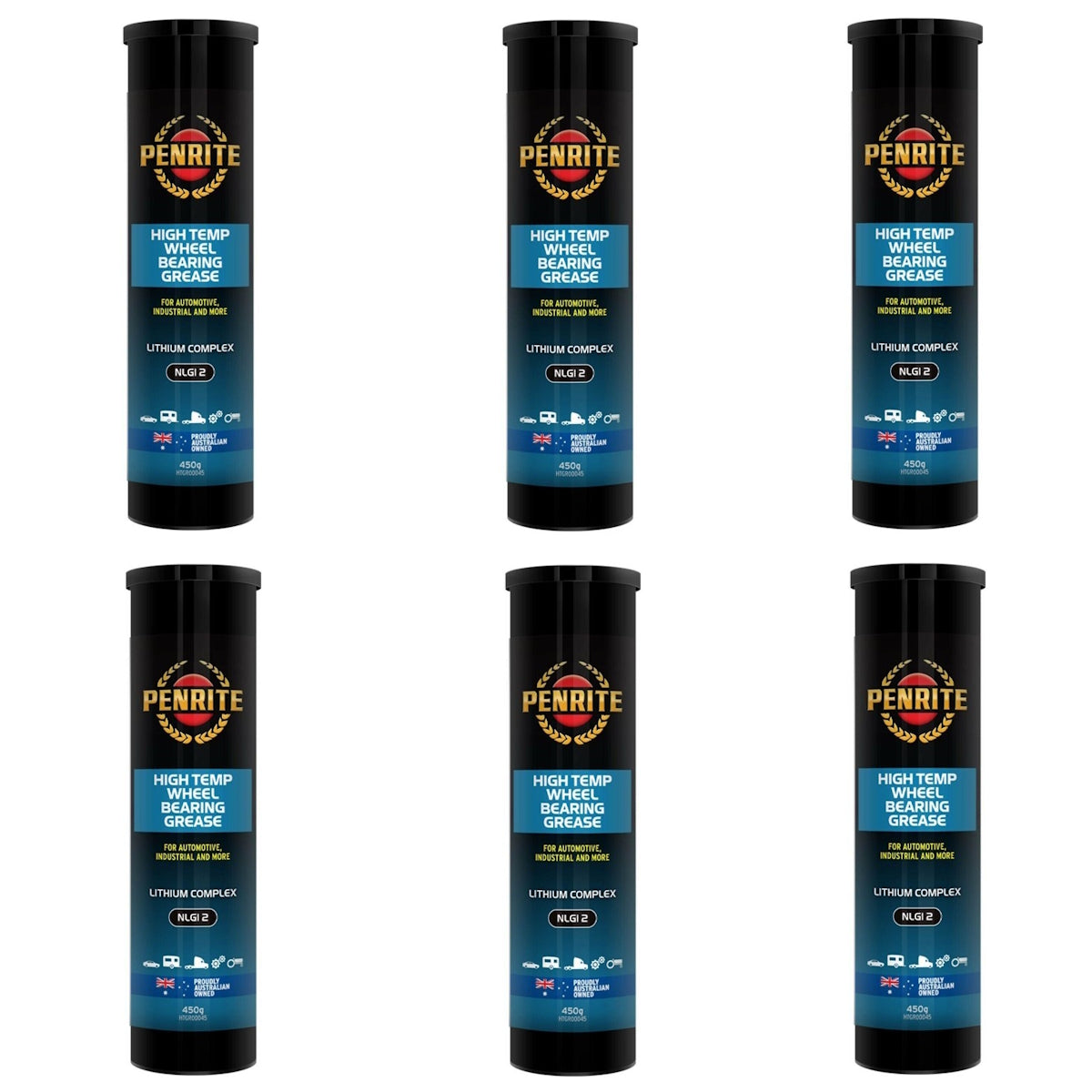 6 x Penrite High Temperature Wheel Bearing Grease 450g Cartridge