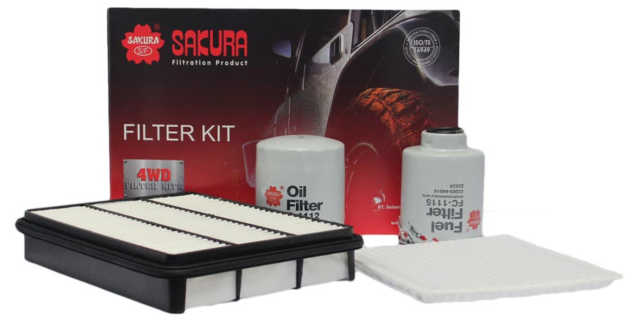Sakura Oil Air Fuel Cabin Filter Kit for Toyota Prado KZJ120R 3.0L 1KZ-TE