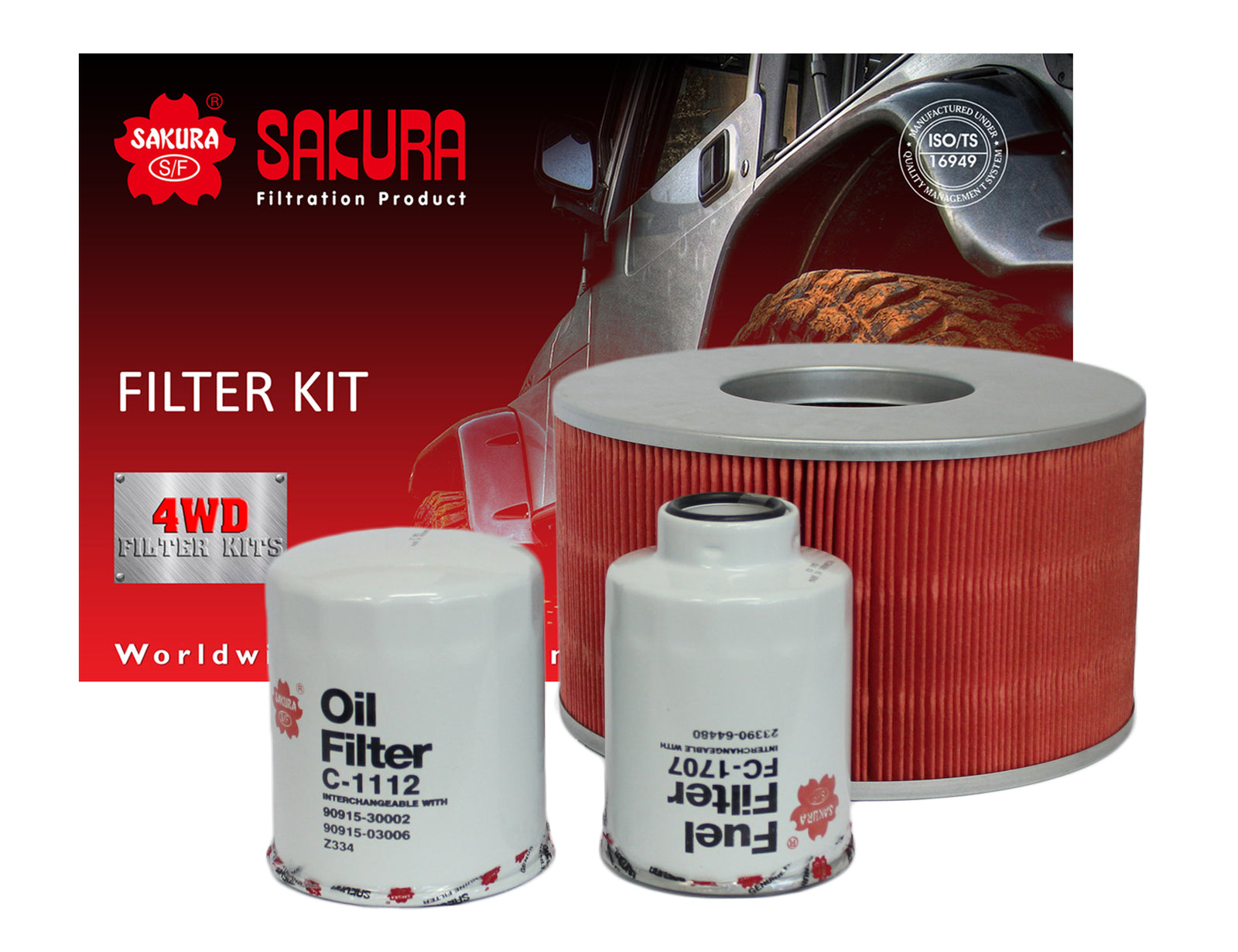 K-11260 - Sakura 4WD Filter Kit For Toyota Landcruiser HDJ100 4.2L 1HDFTE 98-07