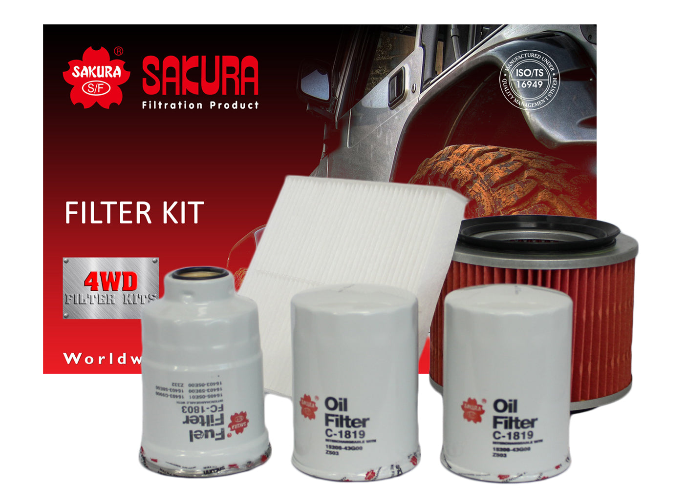 K-18270 - Sakura 4WD Filter Kit For Nissan Patrol Y61 4.2L TD42TI 2002-2007