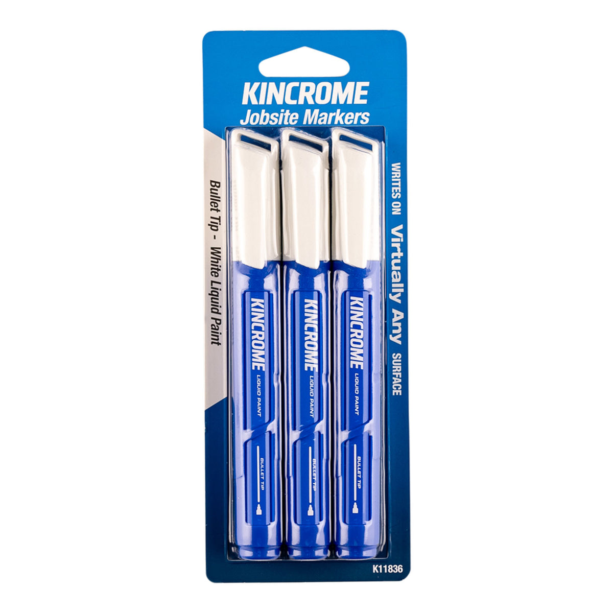 Paint Marker Bullet Tip 3 Piece White - K11836