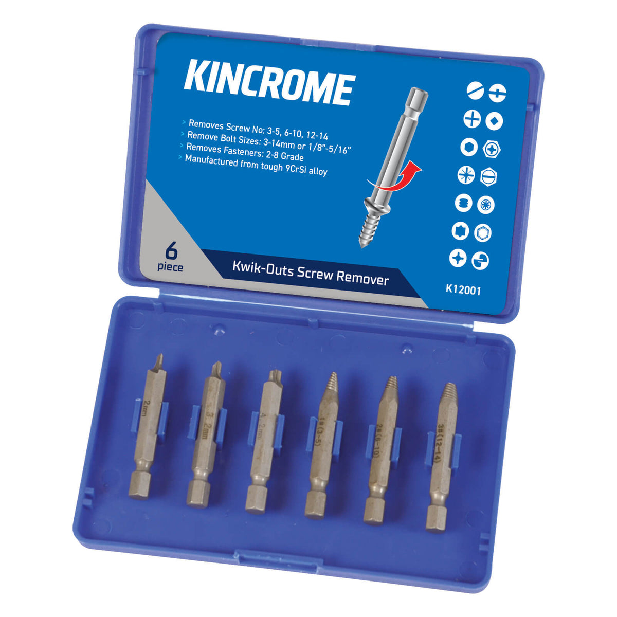 Kwik-Outs Damaged Screw & Bolt Remover 6 Piece - K12001