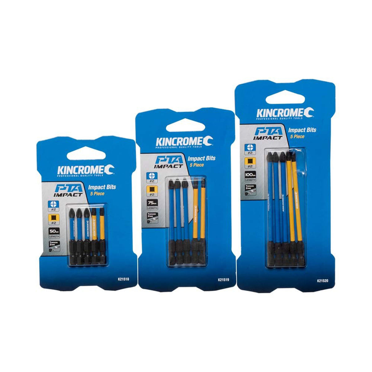 Phillips & Square #2 Impact Bit Mixed Pack 50mm 5 Piece - K21518