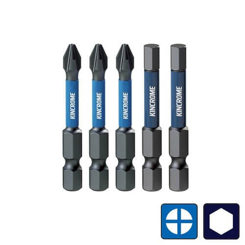 Phillips #2 & Hex 5mm Impact Bit Mixed Pack 50mm 5 Piece - K21521