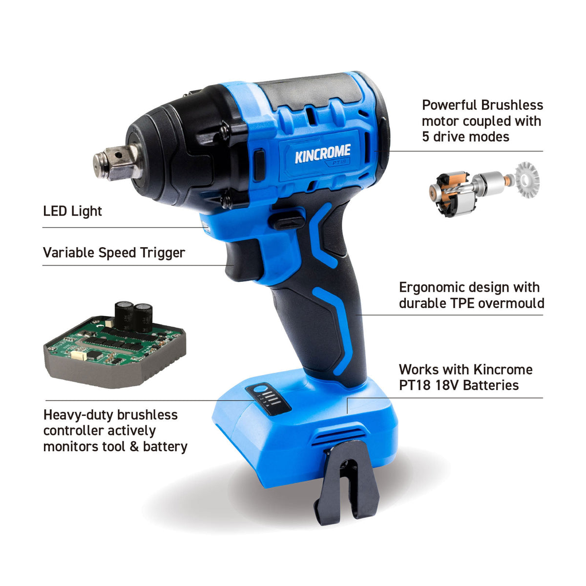 18V Brushless 1/2" Compact Impact Wrench - K23116