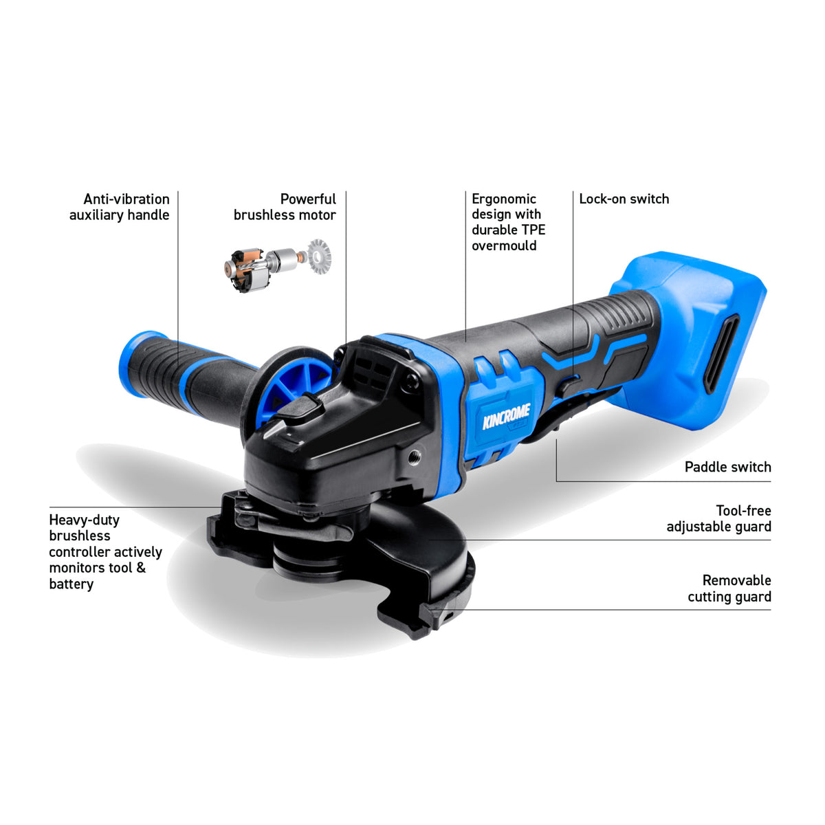 18V Brushless 125mm Angle Grinder - Paddle Switch - K23121