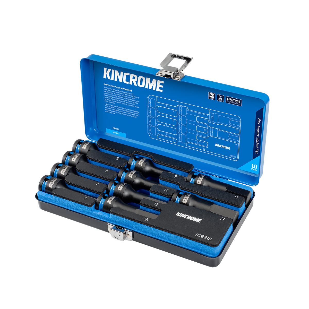Hex Impact Socket Set 10 Piece 1/2" Drive - Metric - K28210